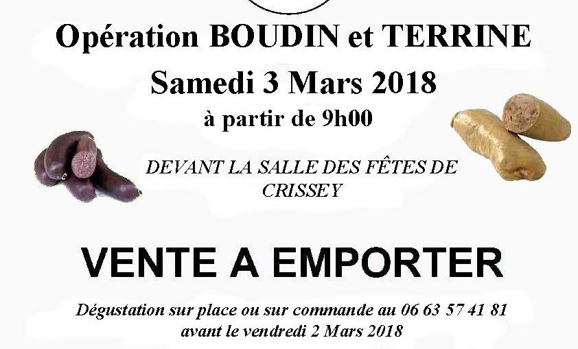 Affiche pour vente Boudin du 3 Mars 2018