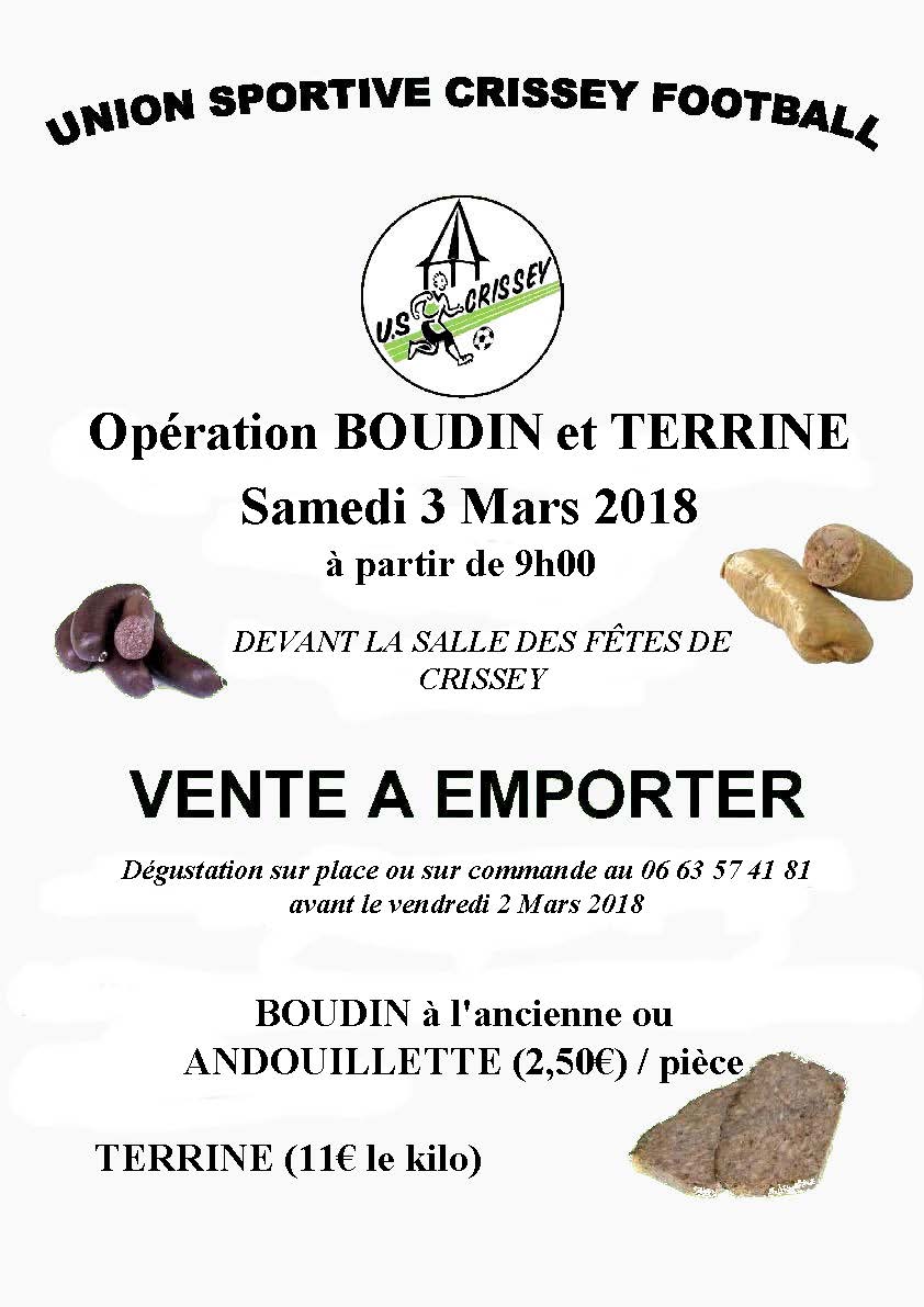 Affiche pour vente Boudin du 3 Mars 2018